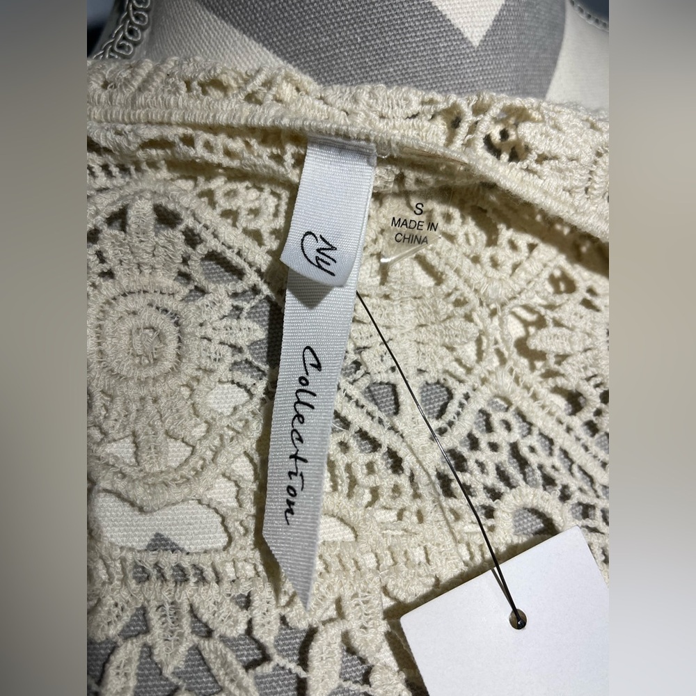 NY Collection Cream Crochet Cardigan - Picture 9 of 12